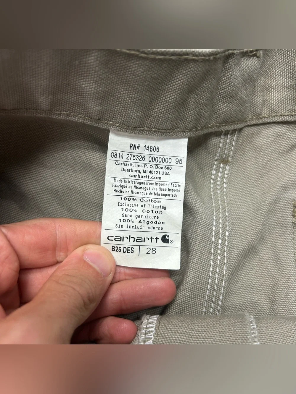 Vintage Carhartt Shorts B25 DES Size 28x9 (30) Original Fit Carpenter Cargo Sand